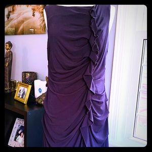 Beautiful indigo midi dress w/ ruching and gathers